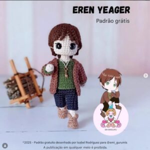 Receita de amigurumi gratuita - Eren Yeager