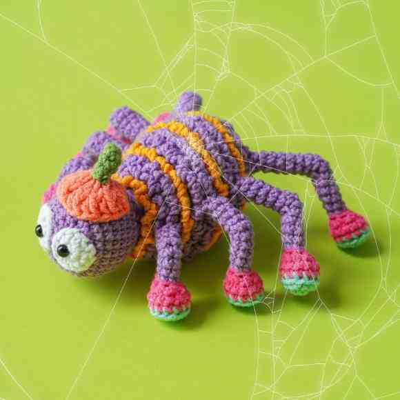 Receita de amigurumi em PDF - Aranha roxa