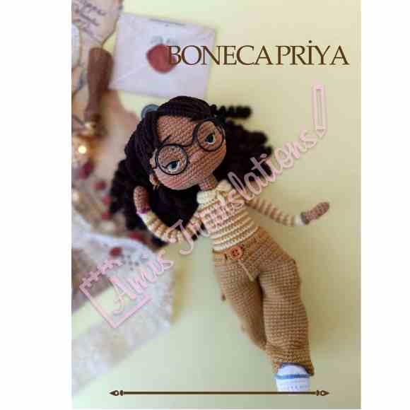 Receita de amigurumis em PDF - Boneca Priya
