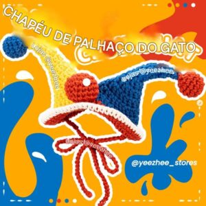 Receita de amigurumi gratuito - Chapeu de palhaço pra gato