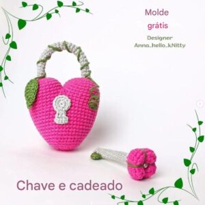 Receita de amigurumi gratuita - Coração e chave