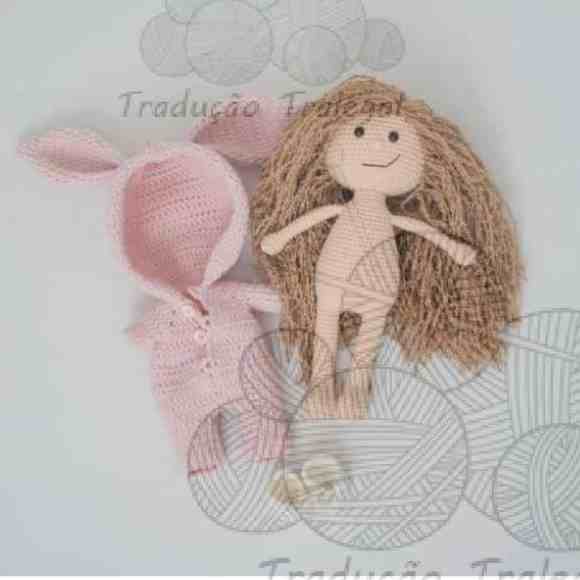 Receita de amigurumi em PDF - Jeniffer Roupa de coelho