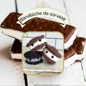 Receita de amigurumi gratuita - Sanduiche de sorvete