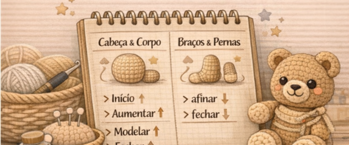 Como o formato da peça é construído dentro da receita de amigurumi