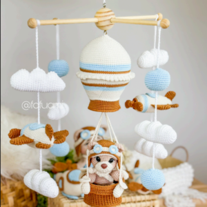 Receita de Amigurumi em PDF – Móbile Ursinho Aviador - 45cm