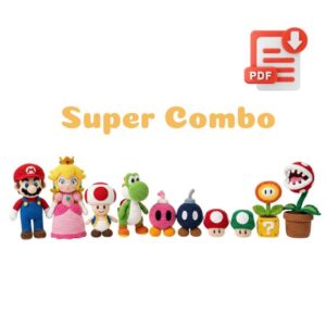 Receita de Amigurumi em PDF– Mario Bros e Amigos (Mario, Luigi, Princesa Peach, Yoshi, Estrela e Cogumelos)
