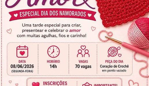 Oficina Crochê com Amor acontece em junho no Shopping Center Um