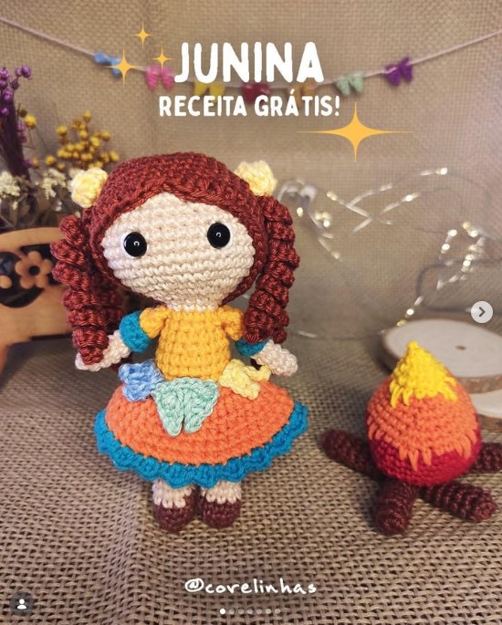 Receita de amigurumi em PDF Gratuita - Junina