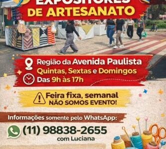 Feira abre vagas para expositores de artesanato na região da Avenida Paulista Feira abre vagas para expositores de artesanato na região da Avenida Paulista