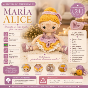 Receita de Amigurumi em PDF – Maria Alice