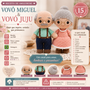 Receita de Amigurumi em amigurumi – Vovô Miguel e Vovó Juju