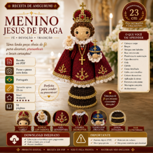 Receita de Amigurumi em PDF – Menino Jesus de Praga