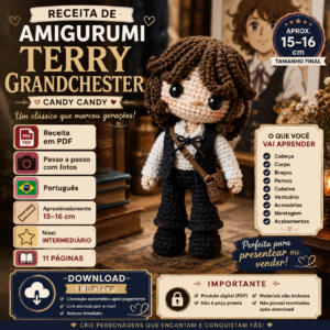 Receita de Amigurumi  em PDF– Terry Grandchester (Candy Candy)