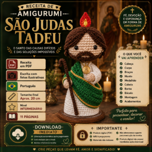 Receita de Amigurumi em PDF– São Judas Tadeu