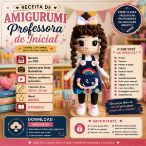 Receita de Amigurumi  em PDF– Professora de Inicial