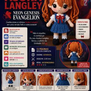 Receita de Amigurumi em PDF – Asuka Langley (Neon Genesis Evangelion)