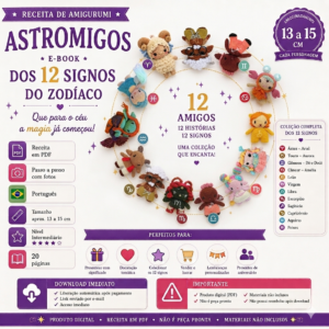 Receita de Amigurumi em PDF – Astromigos: E-book dos 12 Signos do Zodíaco