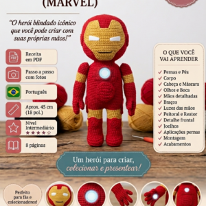 Receita de Amigurumi em PDF– Homem de Ferro (Marvel)